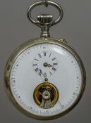 An open escapement sweep seconds pocket watch Of circular form, with white enamelled dial. 5.