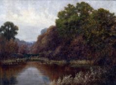GEORGE RANSOM (exhibited 1899-1915) British Figure Punting in a River Landscape Oil on