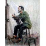 *AR HARRY ARTHUR RILEY (1895-1966) British Self Portrait Pastels Signed 36 x 47 cm,