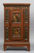 An 18th century Swedish painted pine marriage cupboard Typically decorated with initials flanking