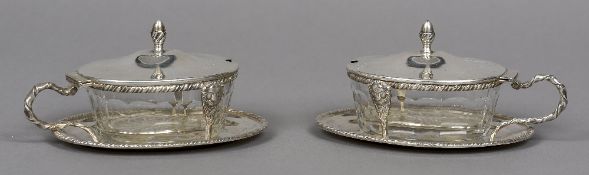 A pair of Italian silver mounted cut glass dishes, both hallmarked with 800 purity mark,