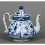 A 19th century Chinese blue and white teapot Decorated with various figural and floral vignettes.