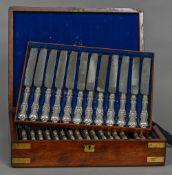 A 19th century cased set of knives, hallmarked Sheffield,