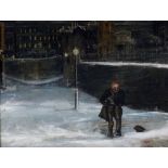 AUGUSTUS EDWIN MULREADY (1844-1904) British Cold Winter Night Oil on canvas laid down Signed and