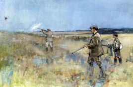 FRANK SOUTHGATE (1872-1916) British Walking Up Snipe Watercolour and bodycolour Signed,