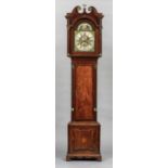 A George III oak cased longcase clock The broken swan neck pediment above the brass dial with