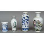 A 19th century Chinese porcelain blue and white vase Decorated with dragons chasing a flaming pearl