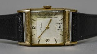 A Jaeger LeCoultre Tank watch The signed square dial with subsidiary seconds dial,