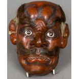 A late 19th century Japanese mask of Noh Of typical form. 18 cm high.
