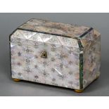 A Victorian mother-of-pearl and abalone shell tea caddy With engraved floral decoration,