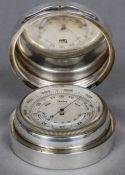 A George V silver cased pocket barometer, hallmarked London 1911, maker's mark of Asprey & Co.