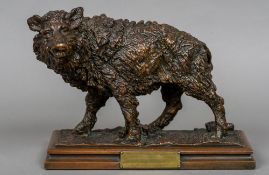 RICHARD RUSCHE (1851-1935) German Wild Boar Bronzed copper Signed,