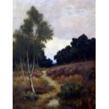 GEORGE RANSOM (exhibited 1899-1915) British Figures by a Woodland Path Oil on canvas Signed with