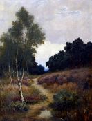 GEORGE RANSOM (exhibited 1899-1915) British Figures by a Woodland Path Oil on canvas Signed with