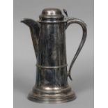 A large Sheffield plated stein The domed hinged top with acanthus cast thumbpiece above the