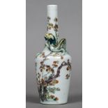 A Chinese porcelain bottle vase The slender neck encompassed by a dragon,