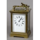 A 19th century lacquered brass cased carriage clock Of typical form,