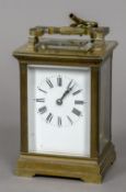 A 19th century lacquered brass cased carriage clock Of typical form,