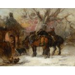 HARDEN SIDNEY MELVILLE (flourished 1837-1891) Horses Outside a Smithy Oil on canvas Signed 44.