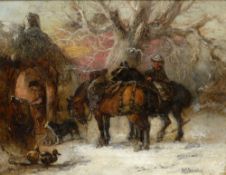 HARDEN SIDNEY MELVILLE (flourished 1837-1891) Horses Outside a Smithy Oil on canvas Signed 44.