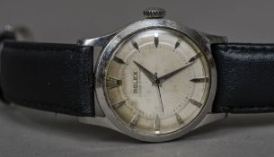 A Rolex Oyster Perpetual Stainless steel cased gentleman's wristwatch The signed ivory dial with