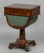 A 19th century mahogany work table The moulded rectangular top above a fitted frieze drawer with a