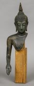 A bronze part model of Buddha Formed as the bust and one arm,