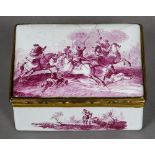 An 18th century Continental enamel and gilt metal mounted table snuff box Of rectangular section,