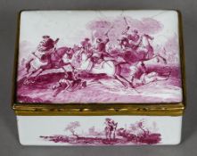 An 18th century Continental enamel and gilt metal mounted table snuff box Of rectangular section,