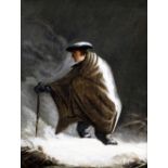 Manner of JOHN FAED (1819-1902) British Highlander in Snowy Landscape Oil on board 29 x 39 cm,