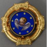 A 19th century unmarked gold framed micro-mosaic brooch Of target form,
