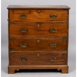 An early 19th century campaign chest Of typical two piece form,