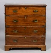 An early 19th century campaign chest Of typical two piece form,