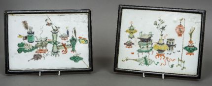 Two 18th/19th century Chinese porcelain plaques Each decorated with various precious objects and