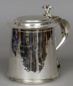 A George II style Britannia Standard silver lidded tankard, hallmarked with Britannia Standard mark,