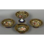Four hand painted Royal Vienna comports Each centrally painted with a classical scene with gilt