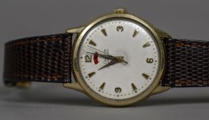 A Jaeger LeCoultre automatic gentleman's wristwatch The signed ivory dial with Arabic numerals,