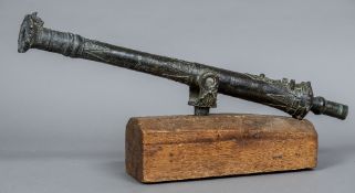 An early bronze rampart cannon, possibly Ottoman With scroll cast decoration,