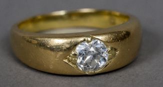 A diamond set gold (probably 18 ct) gypsy ring The stone approximately 1 carat.