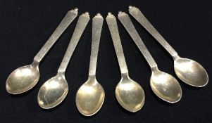 A set of six Danish silver teaspoons, with Copenhagen three tower hallmark for 1930,