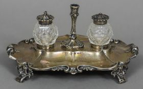 A Victorian silver desk stand, hallmarked Sheffield 1874,