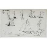 THOMAS BUSH HARDY (1842-1897) British Sailing Ship Studies Pencil Signed and annotated 16 x 10 cm,