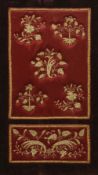 A pair of 17th century Spanish embroidered panels Each worked with fruiting foliate sprays,