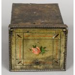 A Victorian decorated metal wall safe The fall front worked with a floral spray. 24.5 cm deep.