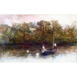 THOMAS DINGLE (19th century) British On the River Watercolour and bodycolour Signed 38.5 x 24.