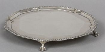 A George III silver salver, hallmarked London 1792,