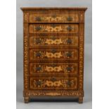 An 18th/19th century Dutch marquetry tallboy The rectangular top above the floral marquetry frieze