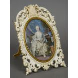 After MAURICE QUENTIN DE LATOUR (1704-1788) French Full length miniature portrait of Madam du