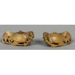 A pair of Chinese carved soapstone wine ewers Each formed as a quail. Each 13.5 cm wide.