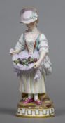 A pair of 19th century Meissen porcelain figures Formed as a young man and a young woman,